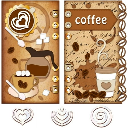 Coffee Page Cutting Dies for Card Making Album Page Cut Die for DIY Scrapbooking Journal Embossing Paper Craft Decor Silver