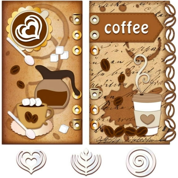 Coffee Page Cutting Dies for Card Making Album Page Cut Die for DIY Scrapbooking Journal Embossing Paper Craft Decor Silver