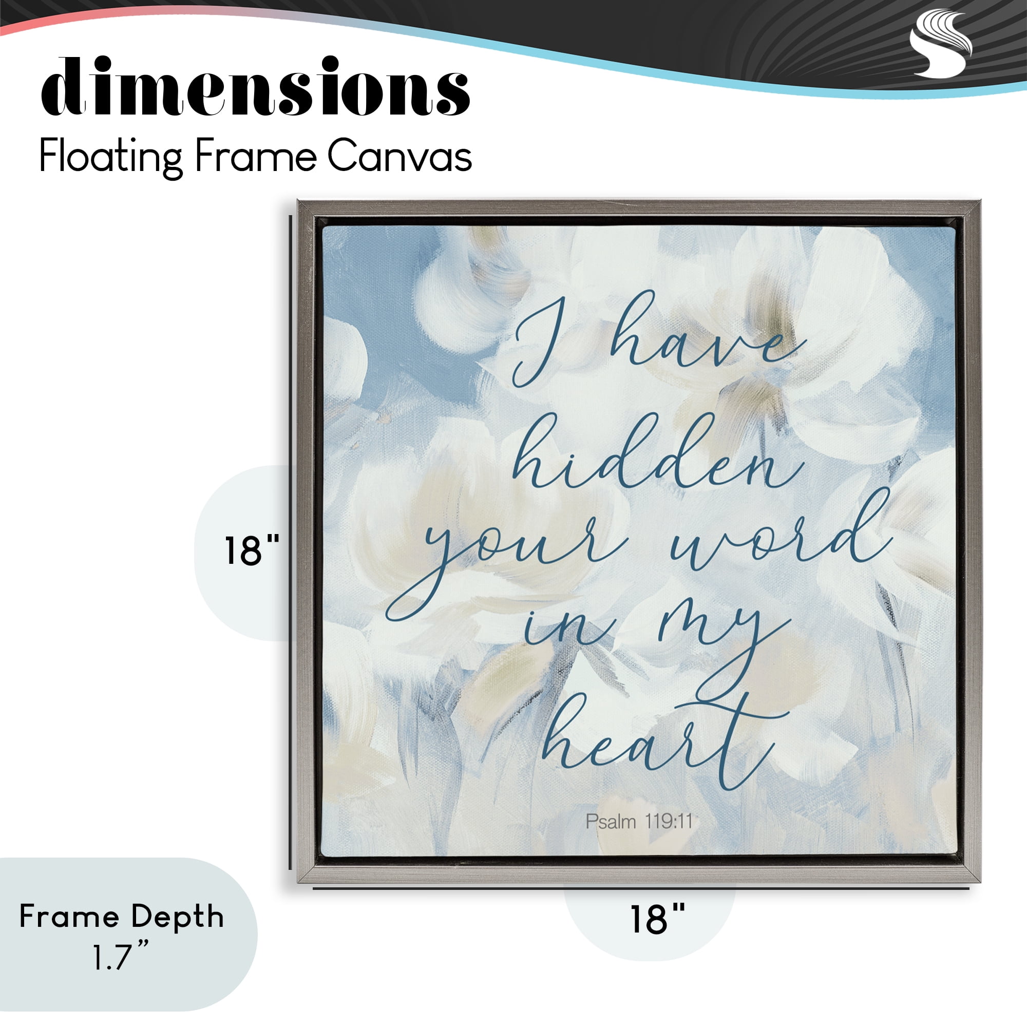 Stupell Industries Hidden Your Word In My Heart Gray Framed Floater Canvas Wall Art, design by Lanie Loreth