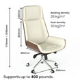 thumbnail image 3 of FohFurniture Luxury Wooden Swivel and Adjustable White Executive Chair, Wide Pu leather Office Chair, Modern and Vintage Design High Back Computer Desk Chair for Conference Rooms and Home Offices, 3 of 10