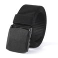 thumbnail image 1 of Xiao Hua Cinturón de lona para hombre, hebilla de plástico sin metal, apto para trabajo y deportes, negro, 1 pieza, 1 of 4