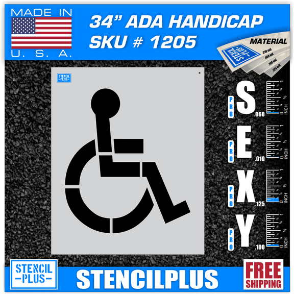 34” Handicap Stencil Parking Lot Stencil Pavement Marking Stencil Thickness: .060