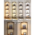 thumbnail image 3 of Display Shelf with RGBW Light, Color Changing Curio Cabinet Floor Lamp with Shelves Corner Standing Column Lamp Etagere Organizer Tower Nightstand Bookcase for Living Room Bedroom Office Décor Black, 3 of 7