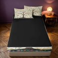 thumbnail image 4 of Homewish Tree of Life Flower Zipper Twin Comforter Sets with Fitted Sheet and 2 Pillowcases, Botanical Animal Theme Zipper Bedding Set, Black Reversible, 4 of 7