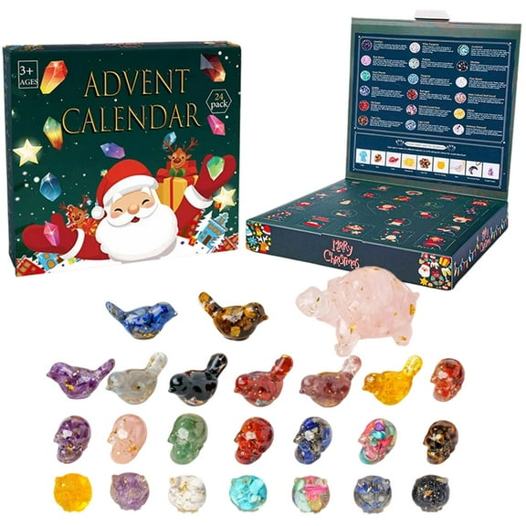Advent Calendar 2025 Countdown Set with 24 Days of Surprise and Gem Rocks for Kids and Adults