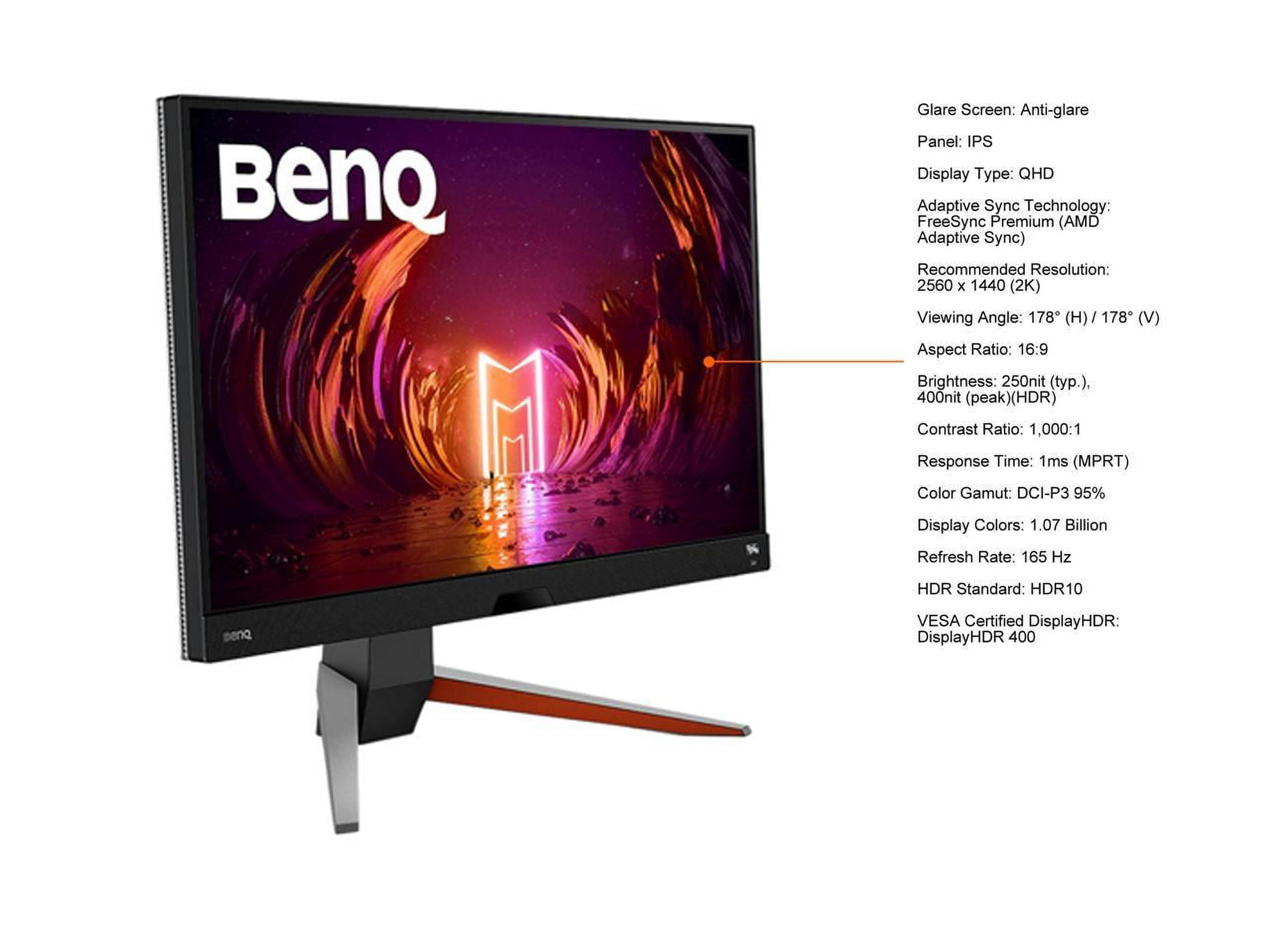 BenQ MOBIUZ EX2710Q 27" QHD 2560 x 1440 (2K) 165 Hz HDMI, DisplayPort, USB Hub  Audio FreeSync Premium (AMD Adaptive Sync) 2.1 Channel Built-in Speakers Flat Panel IPS Gaming Monitor