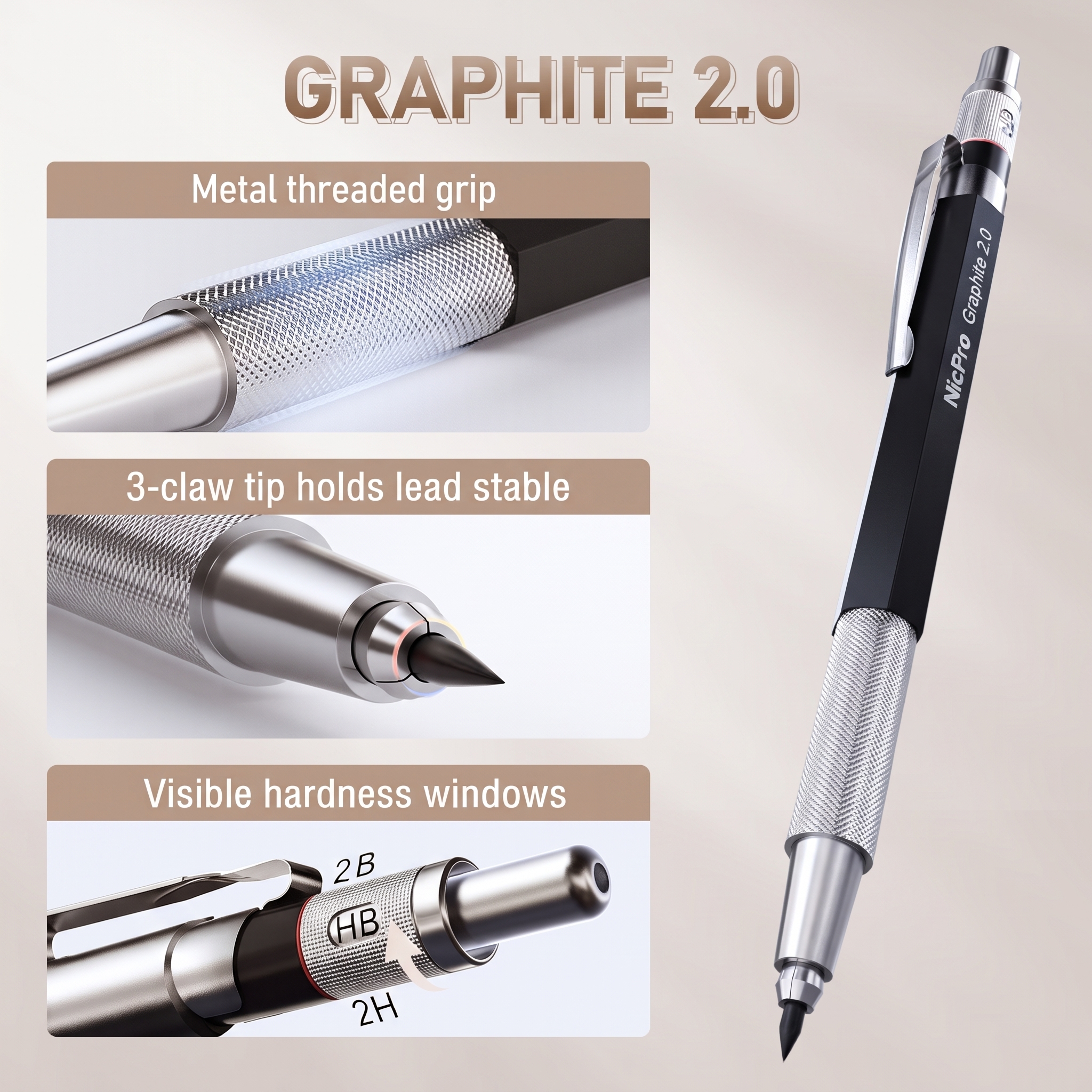 NicPro 6-Piece Metal Mechanical Pencil Drafting Set photo 3