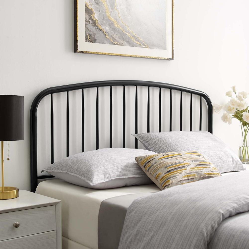 Modway Nova Modern Farmhouse Twin Metal Spindle Headboard in Black