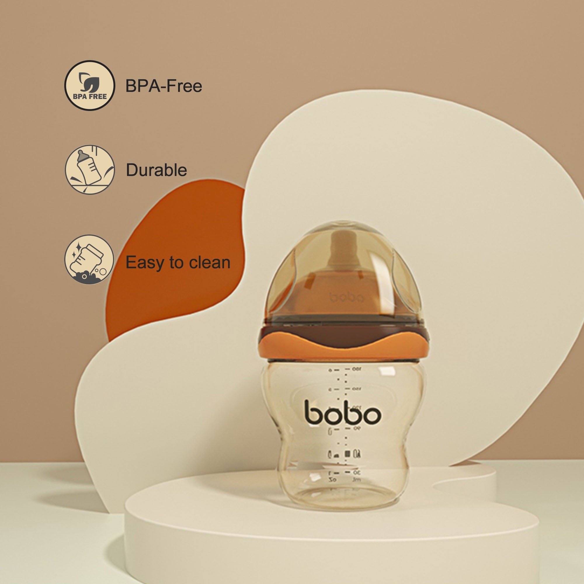 YOHKOH Newborn Baby Bottles - Wide Neck Bottles,Slow Nipple,Orange, 6oz/180ml,4pk