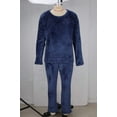 thumbnail image 4 of APEXFWDT Men’s Flannel Pajama Set Round Neck Long Sleeve Pullover & Elastic Waist Long Pants Winter Sleepwear,M,Blue, 4 of 5