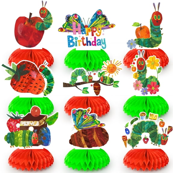 Caterpillar Honeycomb Centerpieces, 9 Pcs Caterpillar Theme Honeycomb Centerpieces/Caterpillar Party Honeycomb Centerpieces for Caterpillar Birthday Party Decorations