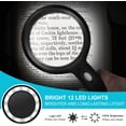 thumbnail image 3 of Lupa de lectura de mano con 12 LED para personas mayores y niños: lupa grande y real para leer soldadura, inspección, monedas, joyería, exploración JAMW Sencillez, 3 of 5