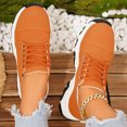 thumbnail image 4 of HEWUQI Women's Leather Slip on Fashion Lace up Tennis Sneakers Road Running Athletic Gym Lightweight Jogging Hiking Shoes Orange Size 6.5, 4 of 6