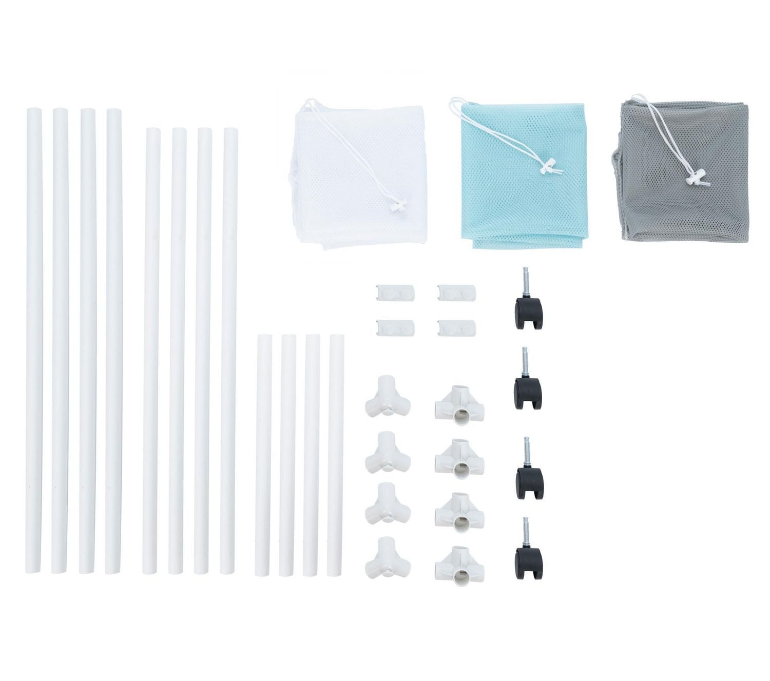 Mainstays 3 Bin Multiple Color Laundry Mesh Sorter for Adult, Rolling Cart for Laundry Room Closet Storage, 4 Wheels, Bags for Sorting Different Items