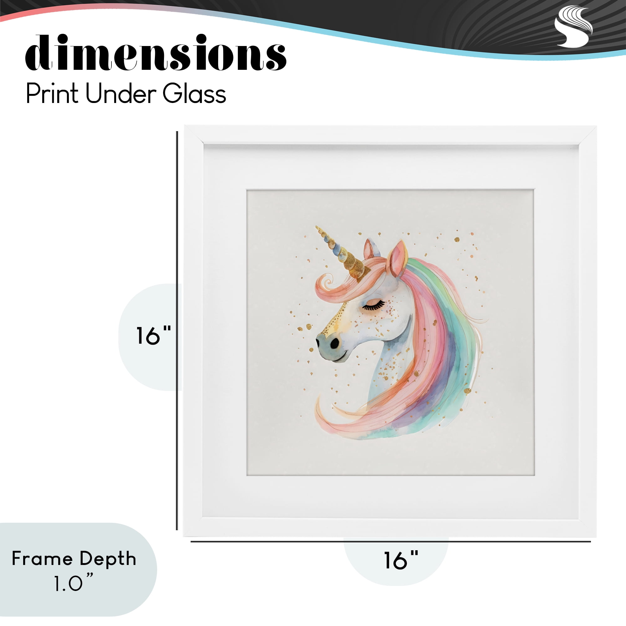 Stupell Industries Gold Accented Unicorn White Framed Print Under Glass, design by Creative Studio