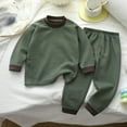 thumbnail image 5 of SROBPTY Toddler Outfits Sets, 2 Pieces Sets for Kids, Kids Boys and Girls Striped Round Neck Long Sleeve Top and Long Pants Thermal Sleepwear Home 2 Piece Set Green,11-12 Years, 5 of 5