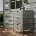 thumbnail image 5 of Outsunny Patio Wicker Pool Cabinet, Rattan Storage Cabinet Organizer Gray, 5 of 9