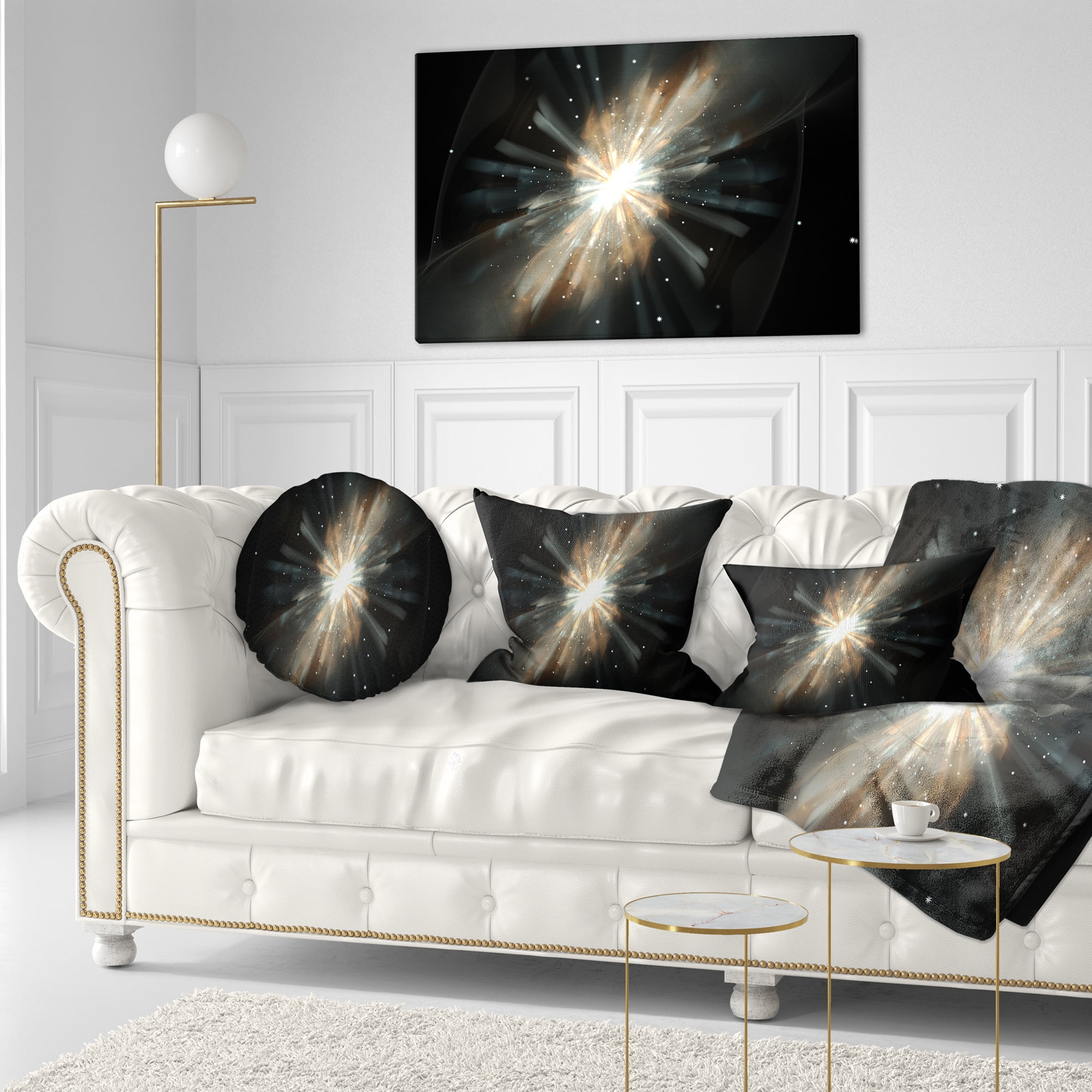 Designart Fractal Star Galaxy - Abstract Throw Pillow - 12x20