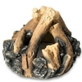 thumbnail image 3 of Barton 15 Inch Ceramic Fireplace Decorative Accent, Wood-Style Fire Pit and Fireplace Decor for Indoor & Outdoor Use, 3 of 6