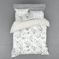 thumbnail image 2 of Ambesonne Flower Bedding Set 3 Pcs, Monochrome Bouquet Leaf, Twin XL, Pale Grey Grey and White, 2 of 3