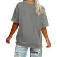 thumbnail image 2 of AKOEE Plus Size T-Shirts for Women Short Sleeve Crewneck Casual Tops Loose Plain Tshirts Summer Basic Tees, Gray 3XL, 2 of 7