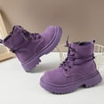 thumbnail image 4 of Suede Chunky Ankle Boots for Girls Round Toe Lace up Lug Sole High Top Zipper Fall Winter Booties, 4 of 7
