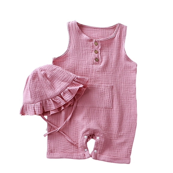 Coerni New Born Baby Boy Girl Romper Jumpsuit Cotton Linen Sleeveless Ruffled Bodysuit Summer Clothes Coming Home Outfit Set
