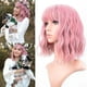 thumbnail image 1 of Peluca ondulada pastel con flequillo al aire para mujer, peluca corta bob violeta y rosa, rizada, ondulada, hasta los hombros, sintética, pelucas coloridas para cosplay para niñas (12, violeta y rosa, 1 of 5