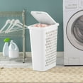 thumbnail image 3 of Sterilite Slim Laundry Hamper, Plastic, Lift-top Lid and Integrated Handles, White, 4 Count, 3 of 11