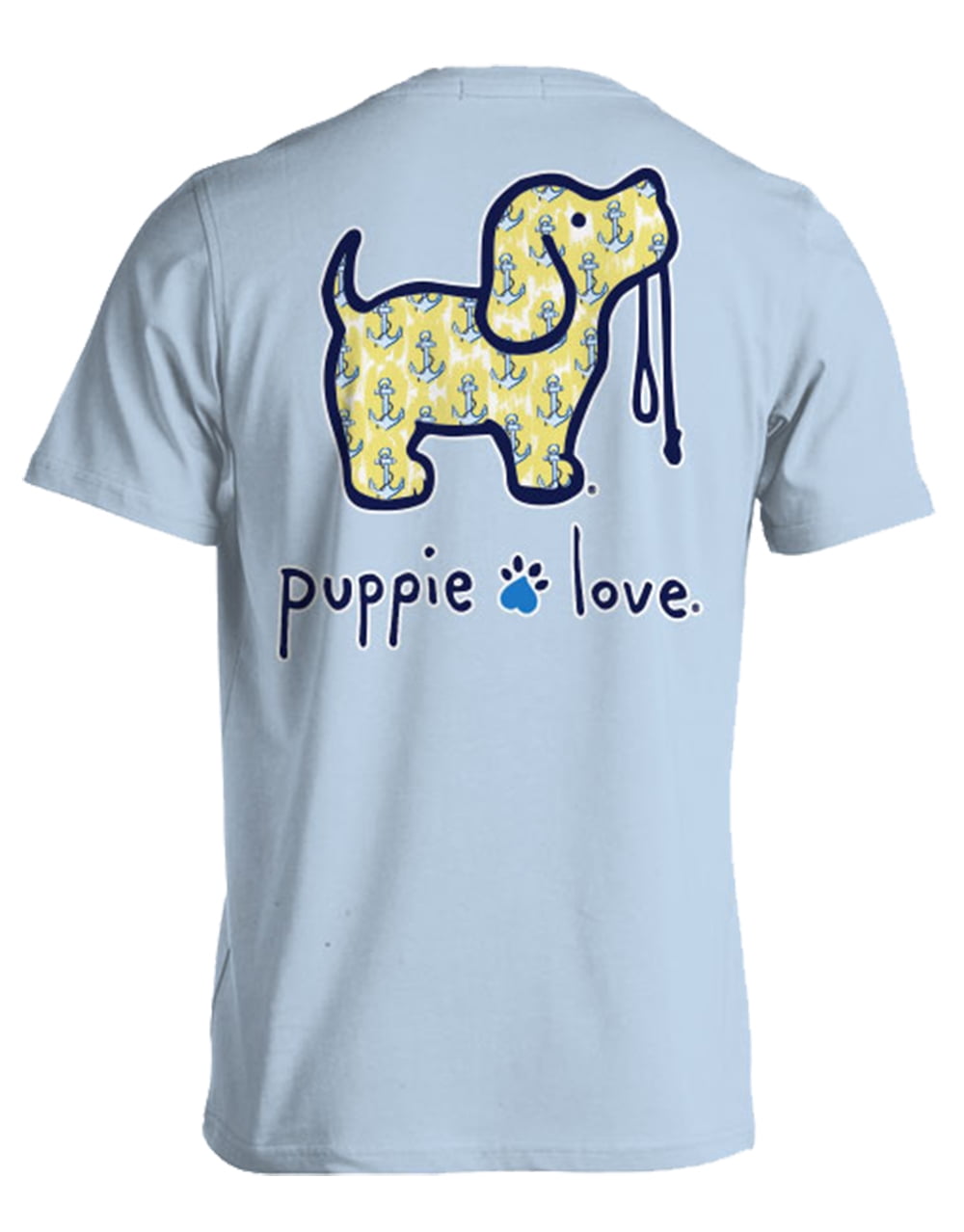 Puppie Love Anchor Pattern Pup Adult Unisex Short Sleeve TShirt, Light