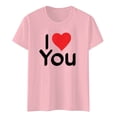 thumbnail image 4 of Valentines Day Gifts for Her Fashion Short Sleeve Print Round Neck Daily Wear Womens Sweaters,Pink,M, 4 of 4