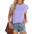 thumbnail image 4 of Spencer Casual Womens T-Shirts Basic Tops for Women Cap Sleeve Loose Crew Neck Summer Tops Blouses, Size S-2XL, 4 of 11