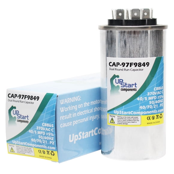 40/5 MFD 370 Volt Dual Round Run Capacitor Replacement for Coleman / York E4FH024S06A - CAP-97F9849, UpStart Components Brand