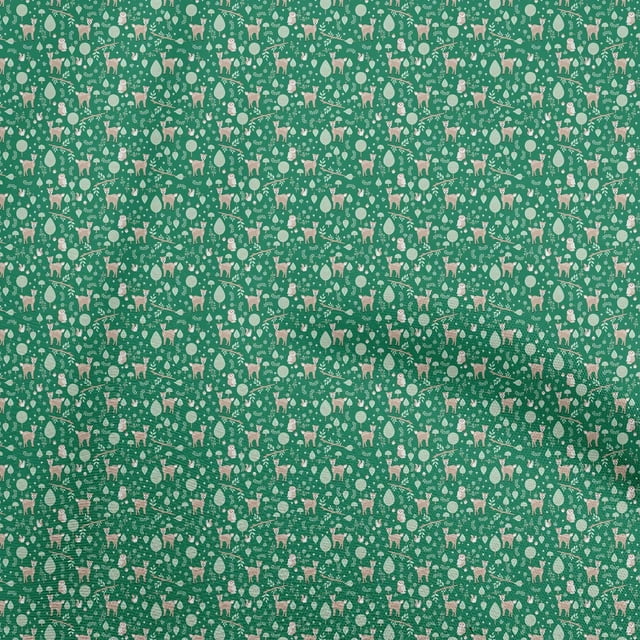 oneOone Tissu Popeline de Coton Vert Matériel de Robe Animal Tissu Imprimé Tissu au Mètre 42 Pouces de Large