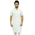 thumbnail image 1 of Atasi Kurta Long en Coton Blanc pour Homme à Manches Courtes Chemise Décontractée Vêtements-Petit, 1 of 7