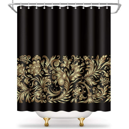 Damask Shower Curtain Liner Luxury Gold, Unique Men S Shower Curtains