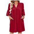thumbnail image 2 of Robes pour Femmes 2024 Été Oversize Décontracté Imprimé Col en V Manches Courtes Longue Robe Fendue avec Poche 50 % de Réduction Liquidation!, 2 of 9
