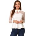 thumbnail image 1 of INSPIRE CHIC Blouse Transparente en Maille pour Femme à Manches Longues, Col Rabattu, Goutte d'Eau, Haut Péplum, 1 of 6