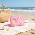 thumbnail image 5 of OCCOA PVC Floral Toiletry Bag for Women Large Capacity Waterproof Travel Makeup Bag with Handle Hanging Cosmetic Organizer for Vacation Business Trip Gym, Pink, 5 of 6