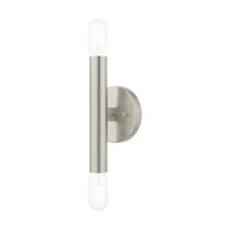 Livex Lighting Copenhagen 2-Light Metal ADA Wall Sconce in Brushed Nickel