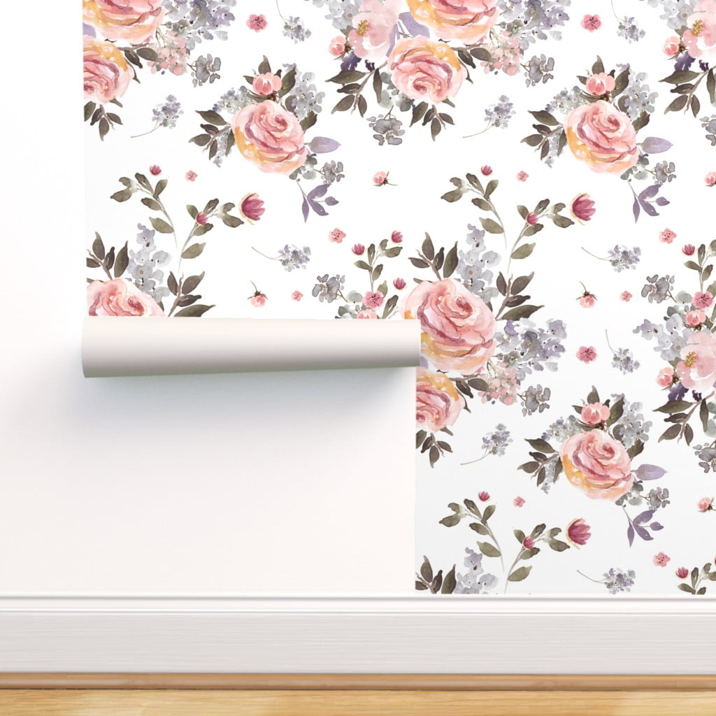 Wallpaper Roll Pink Grey Purple Lilac Boho Floral Flowers 24in x 27ft Wallpaper Roll Pink Grey Purple Lilac Boho Floral Flowers 24in x 27ft