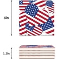 thumbnail image 3 of FMSHPON Independence Day American Flag Set of 4 Coaster for Drinks, Absorbent Ceramic Stone Coasters Cup Mat with Cork Base for Home Kitchen Room Coffee Table Bar Decor, 3 of 4