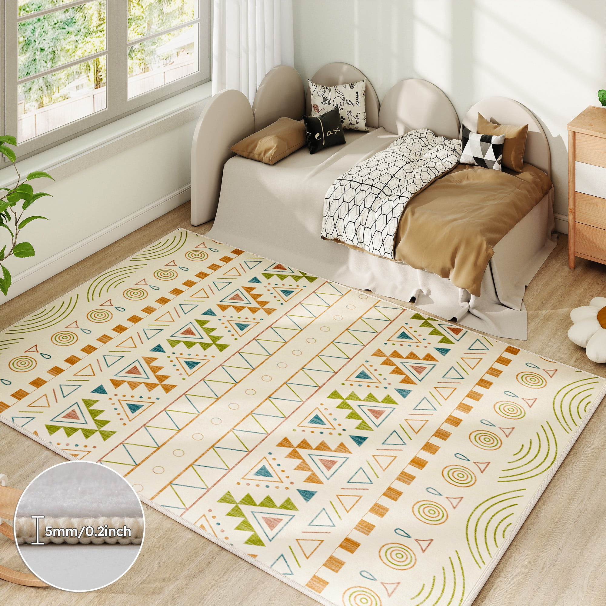 EnHomee Area Rug for Living Room 4x6 Area Rugs for Bedroom Machine Washable Area Rug,Colorful