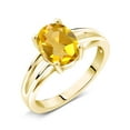 thumbnail image 2 of Gem Stone King 18K Yellow Gold Plated Silver Yellow Citrine Solitaire Engagement Ring for Women (1.50 Cttw, Gemstone Birthstone, Oval 9X7MM, Available in Size 5, 6, 7, 8, 9), 2 of 4