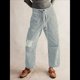thumbnail image 5 of Jeans para Mujer Y2k con Rayas, Cordón Ajustable, Cintura Alta, Rectos, Pierna , Estilo Boyfriend, Pantalones Vaqueros Mom. Azul S, 5 of 8