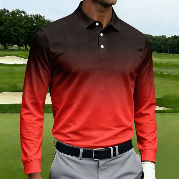 CCRFTGI Mens Golf Shirt Quick Dry Athletic Polo Shirts Moisture Wicking Performance Print Short Sleeve Red XL