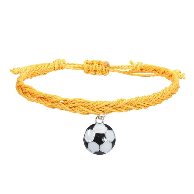 Pulseras de Fútbol Charm Favors Fútbol Negro Rojo Blanco Marrón Pulseras de Fútbol Cuentas Ajustable Inspirational for Teens Adults Sport Birthday Football Favors For
