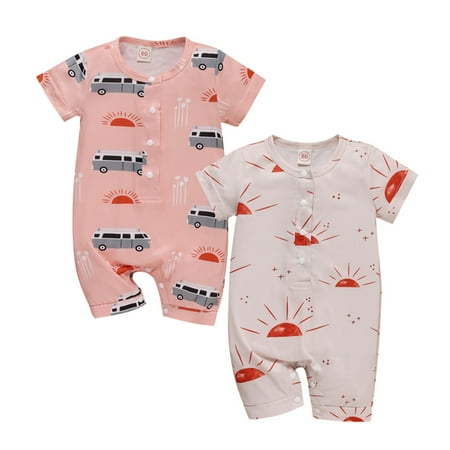 

Newborn Baby Boy Short Sleeves Onesies Bodysuits Baby Boy Clothes Gift Set 2-Pack