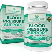 PurePremium Blood Pressure Supplements with Hawthorn Berry, Hibiscus -Garlic Supplements for Normal Nitric Oxide Supplement - 90 Caps