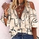 thumbnail image 2 of Camisa sexy de verano para mujer Blusa con hombros descubiertos Blusa con estampado de cremallera de media manga OAVQHLG3B Store  lin121212, 2 of 4